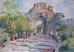 Entrance of Sinhagad, Landscape Painting by M. K. Kelkar, Watercolour on Paper, 14 X 19.5